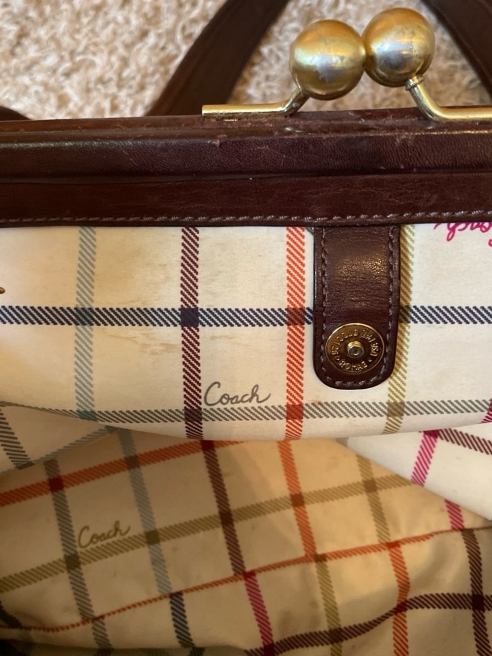 Coach Brown Signature Canvas Satchel with Leather Trim - Picture 7 of 8